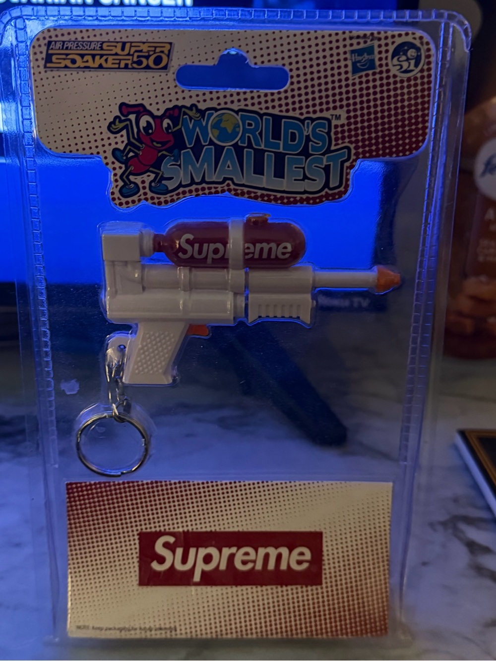 Supreme White & Red Mini Super Soaker Keychain